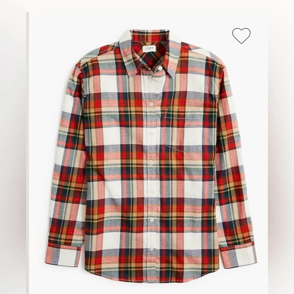 J. Crew Women’s Classic Button Up Flannel Shirt NWT PS Red Plaid
